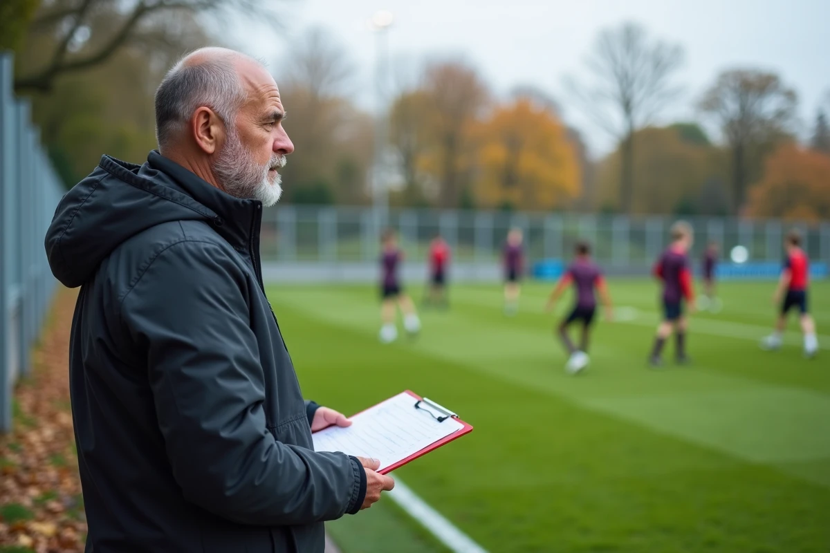 Entraîneur de football observant des jeunes s