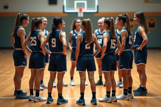 Groupe de jeunes adultes en uniforme de sport en cercle