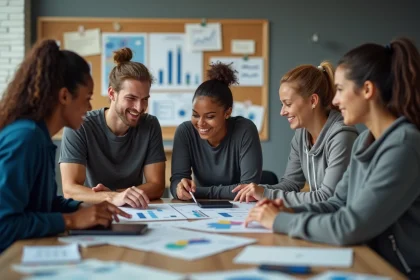 Groupe de jeunes professionnels en marketing sportif en réunion
