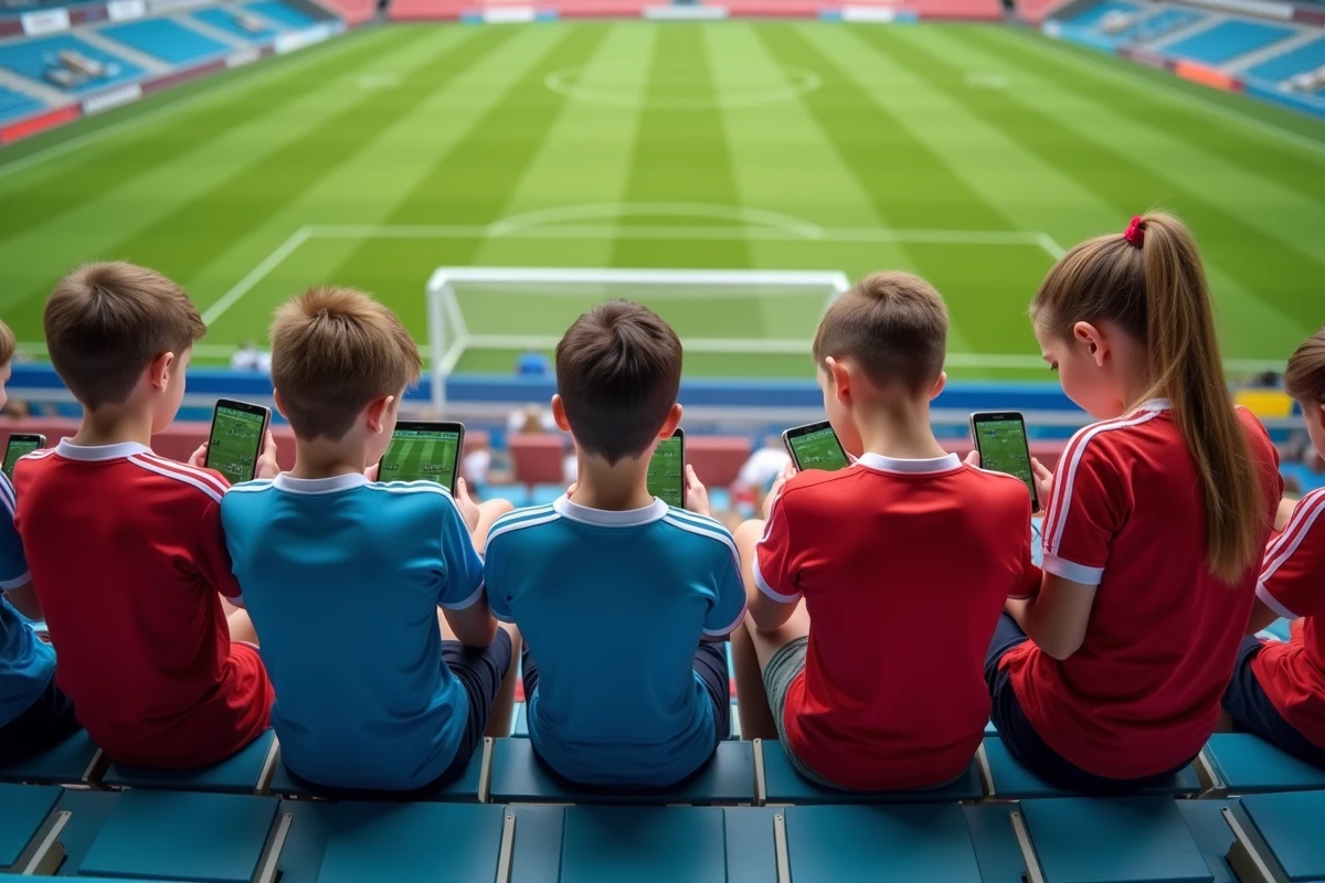 Jeunes fans de football regardant un match en streaming