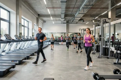 Vue panoramique d'une salle de sport moderne en Seine-Maritime avec équipements de fitness