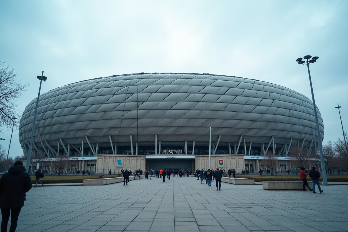 Vue extérieure du Stade de France à Saint-Denis, symbole de la Coupe du monde 1998 et du football français