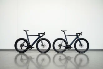 Comparaison des deux versions du Van Rysel RCR Pro et Signature côte à côte en studio vélo